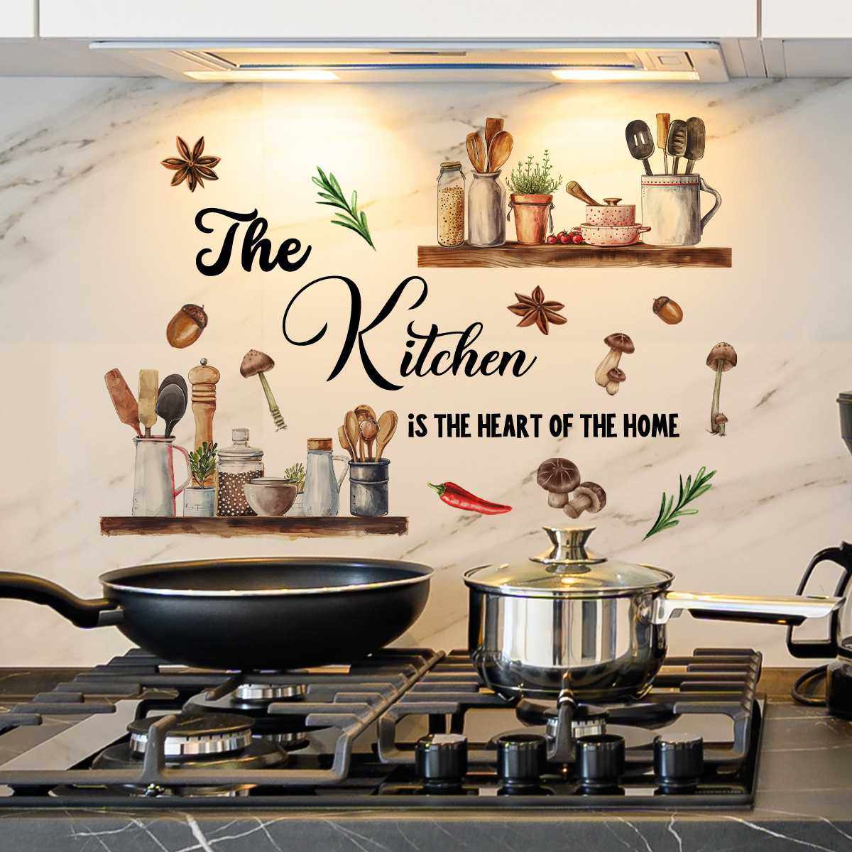 新款直销MS2424-KQ简约英文卡通厨具置物架蔬菜厨房墙贴家居装饰,家装主材,定制壁画,淘宝优惠券,粉丝福利购,淘宝优惠卷