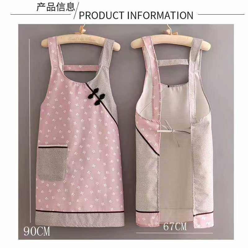 新款直销清新中国风盘扣围裙女士国潮棉布舒适透气家务餐饮工作服,家庭/个人清洁工具,围裙,淘宝优惠券,粉丝福利购,淘宝优惠卷