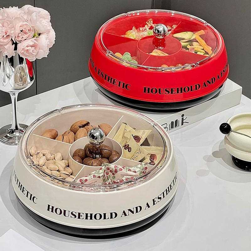 新款直销工厂果盘家用食品级旋转轻奢年货瓜子零食干果塑料客厅茶