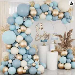 新款直销套装一气球套装蓝色米色金色气球花环用于气球婚礼生日布