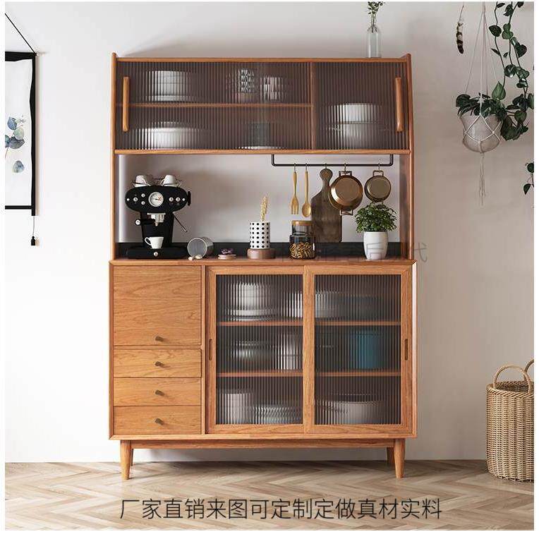 新款直销北欧实木餐边柜餐厅展示储物收纳酒柜简约客厅厨房玻璃碗