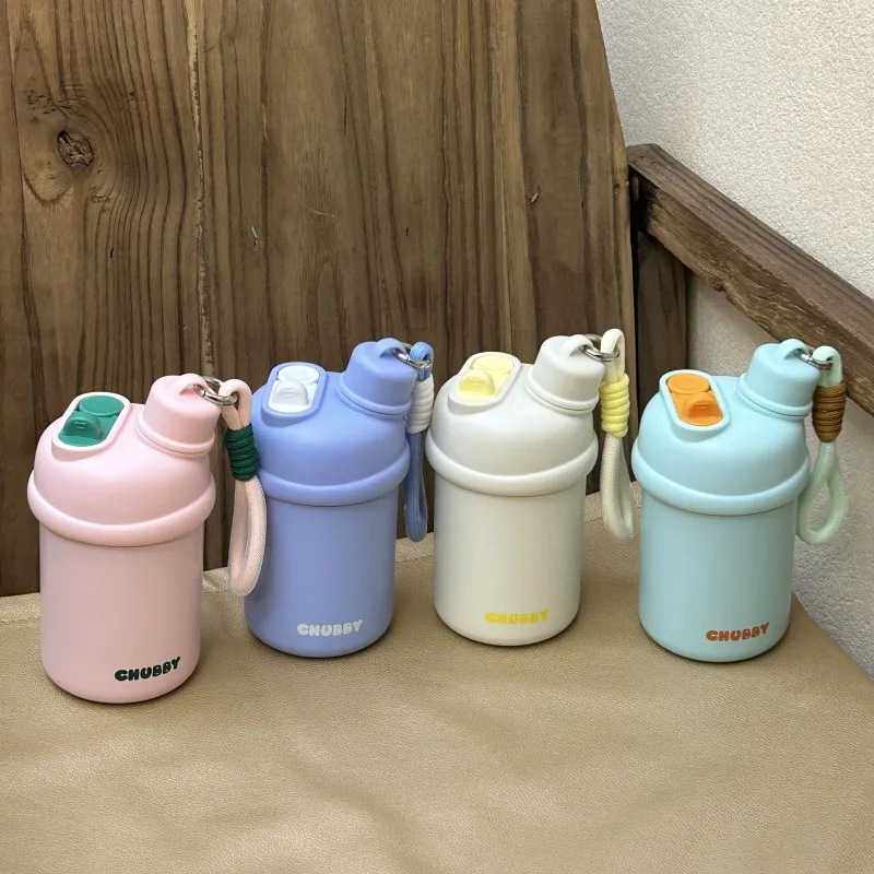 新款直销秋冬不锈钢男女生便携高颜值保温水杯吸管直饮两用随行杯