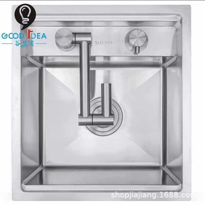 新款直销304不锈钢折叠隐藏式水槽龙头 折叠内开窗小单槽吧台冷热,家装主材,水槽套餐,淘宝优惠券,粉丝福利购,淘宝优惠卷