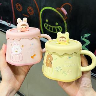 直销马克杯带盖创意情侣陶瓷水杯女生高颜值可爱家用早餐牛奶 新款