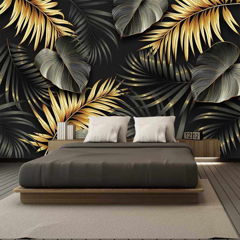 新款直销跨境亚马逊北美风复古芭蕉叶热带雨林壁纸客厅卧室背景墙,家装主材,定制壁画,淘宝优惠券,粉丝福利购,淘宝优惠卷