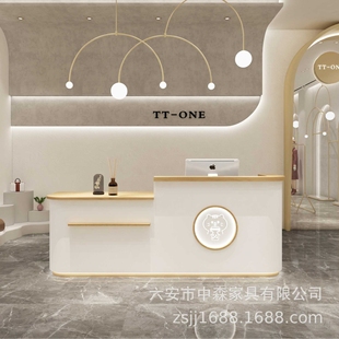 新款直销弧形收银台前台接待台理发店美容院服装店商铺转角收银台