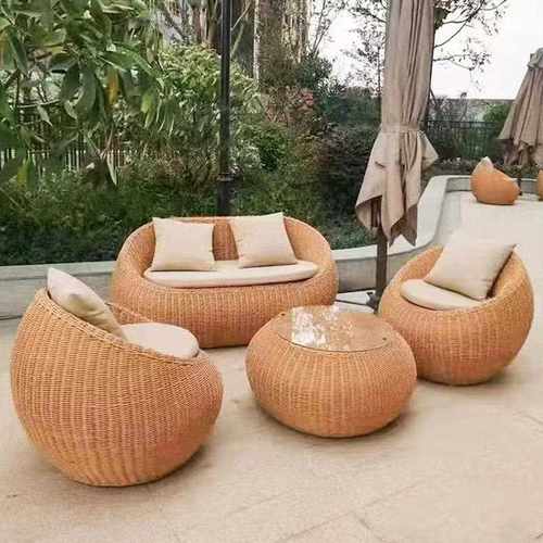 新款直销户外沙发别墅庭院酒吧咖啡餐厅休闲家具外摆防水防晒真藤