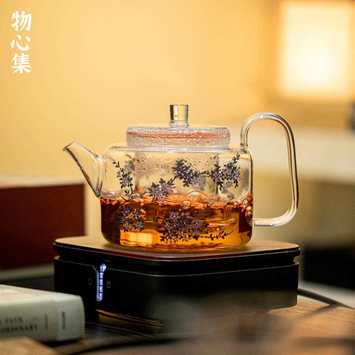 新款直销物心集玻璃功夫茶具茶壶家用轻奢耐热温泡茶器泡茶壶花茶