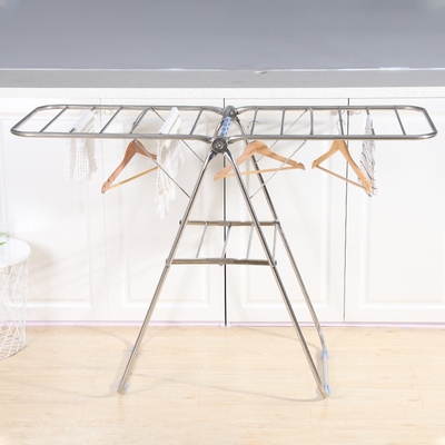 新款直销明敏不锈钢折叠晾衣架阳台落地晒被架翼型晾衣架户外晒衣