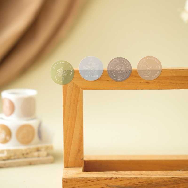 新款直销早沫封口贴胶带 线条幻想系列 ins标签圆点手帐素材装饰