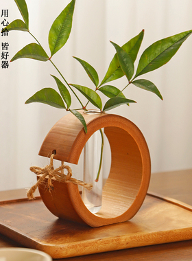 迷你新中式复古竹制小花瓶花器