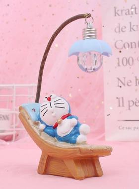 新款直销少女心创意礼物卡通猫手办景观星星灯床头小夜灯摆件学生