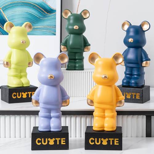 新款直销2023新款网红卡通陶瓷暴力熊家居摆件店铺装饰玄关桌面存