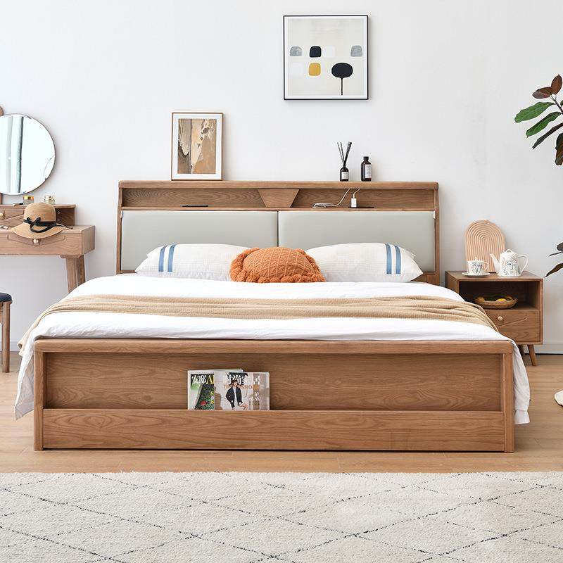 新款直销北欧轻奢全实木床1.5m婚床主卧现代简约小户型白蜡木1.8