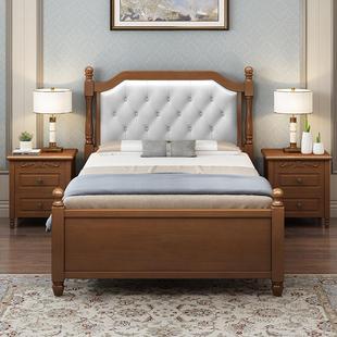 床1.2 全实木美式 1.35米单人床儿童1米小户型软包高箱 直销Q 新款