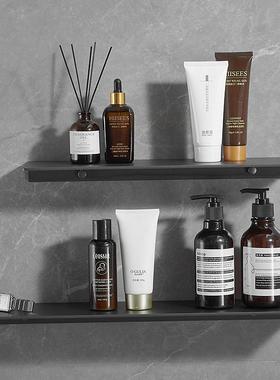 新款直销枪灰色浴室置物架墙上一字隔板加厚卫生间壁挂式洗漱铝合