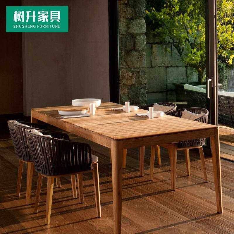 新款直销户外休闲藤编柚木餐桌椅组合吧台椅露台阳台室外庭院编绳,商业/办公家具,商用藤编家具,淘宝优惠券,粉丝福利购,淘宝优惠卷