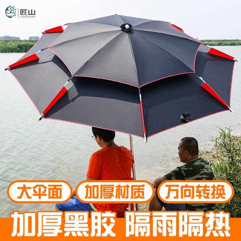 新款直销钓伞钓鱼伞加厚黑胶万向垂钓双层加大2.6m渔伞防晒遮阳伞