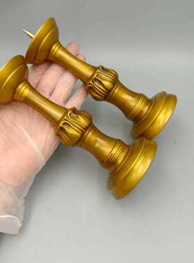 新款直销古韵斋 仿古烛台摆件 莲花铜蜡台一对 家居装饰工艺品 古