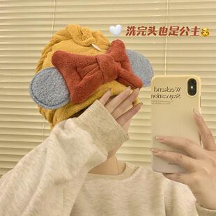 新款直销干发帽可爱公主风大蝴蝶结浴巾加厚吸水速干不掉毛宿舍包