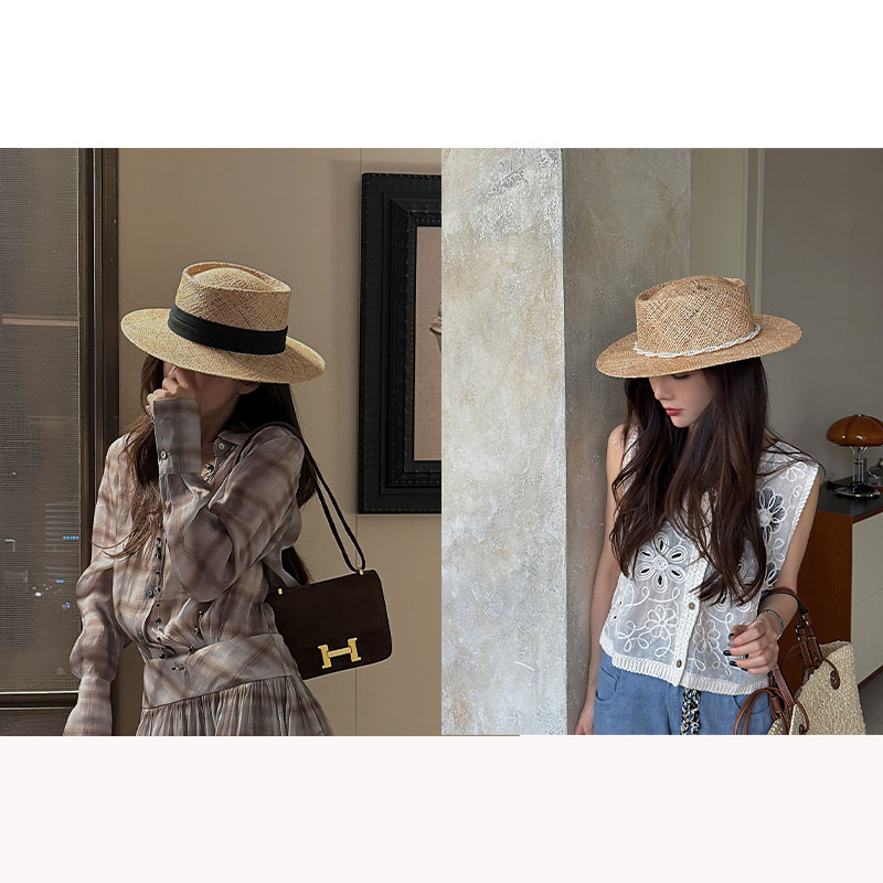 芝芝【织屿漫歌】女手工草编织带装饰森系度假设计感遮阳宽檐礼帽