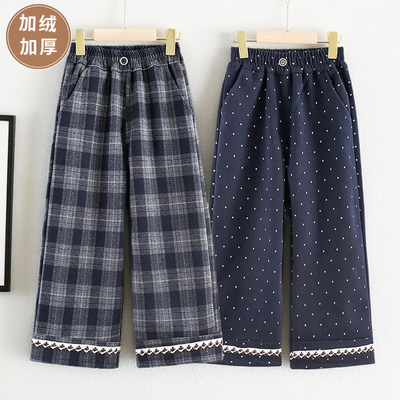 秋冬季女童一体加绒加厚直筒裤