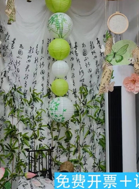 端午节主题氛围古风场景布置幼儿园大厅国风环创背景装饰绿色氛围