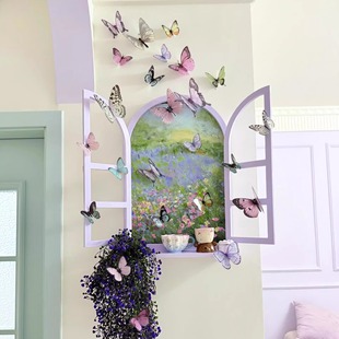莫奈花园pvc立体蝴蝶装 家居布置 饰墙贴氛围感蝴蝶花园中古风软装