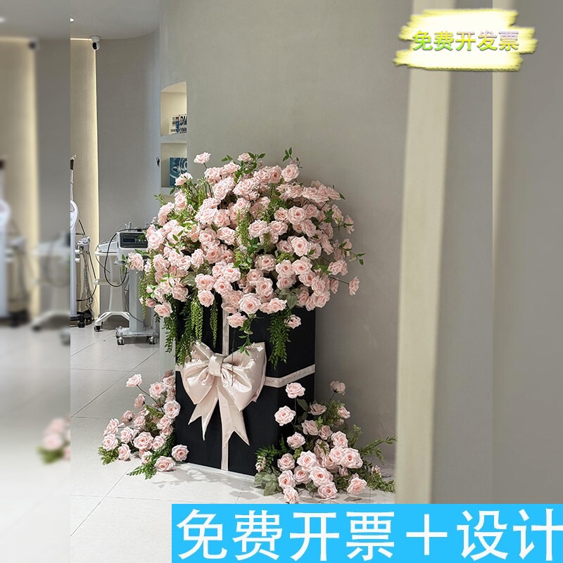 七夕节店铺橱窗仿真玫瑰花
