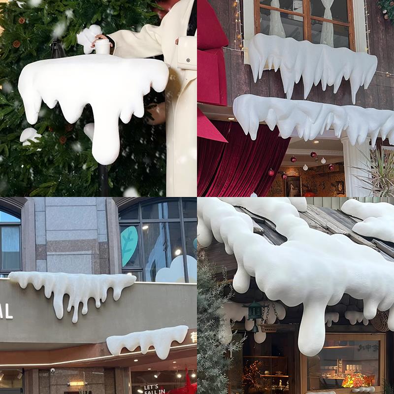冬季泡沫冰凌条仿真雪景布置景新年装饰品氛围布置店铺橱窗美陈