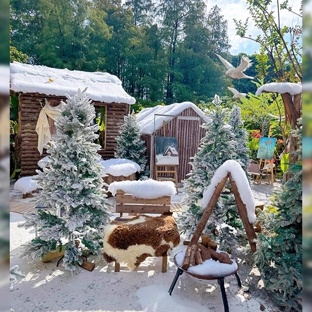 圣诞雪景屋檐白色雪挂冰挂仿真雪顶装饰冬季门头房屋布置茶馆小院