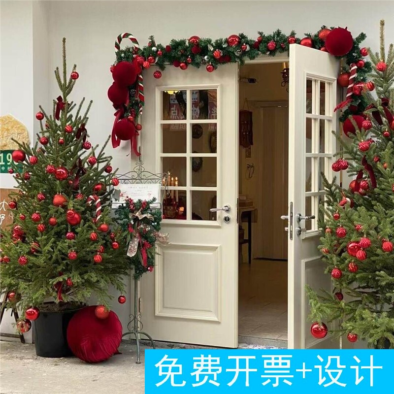 复古红系圣诞门头装饰真