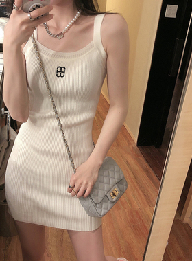 纯欲辣妹性感修身显瘦高弹力针织吊带裙2025新款夏季百搭连衣裙女