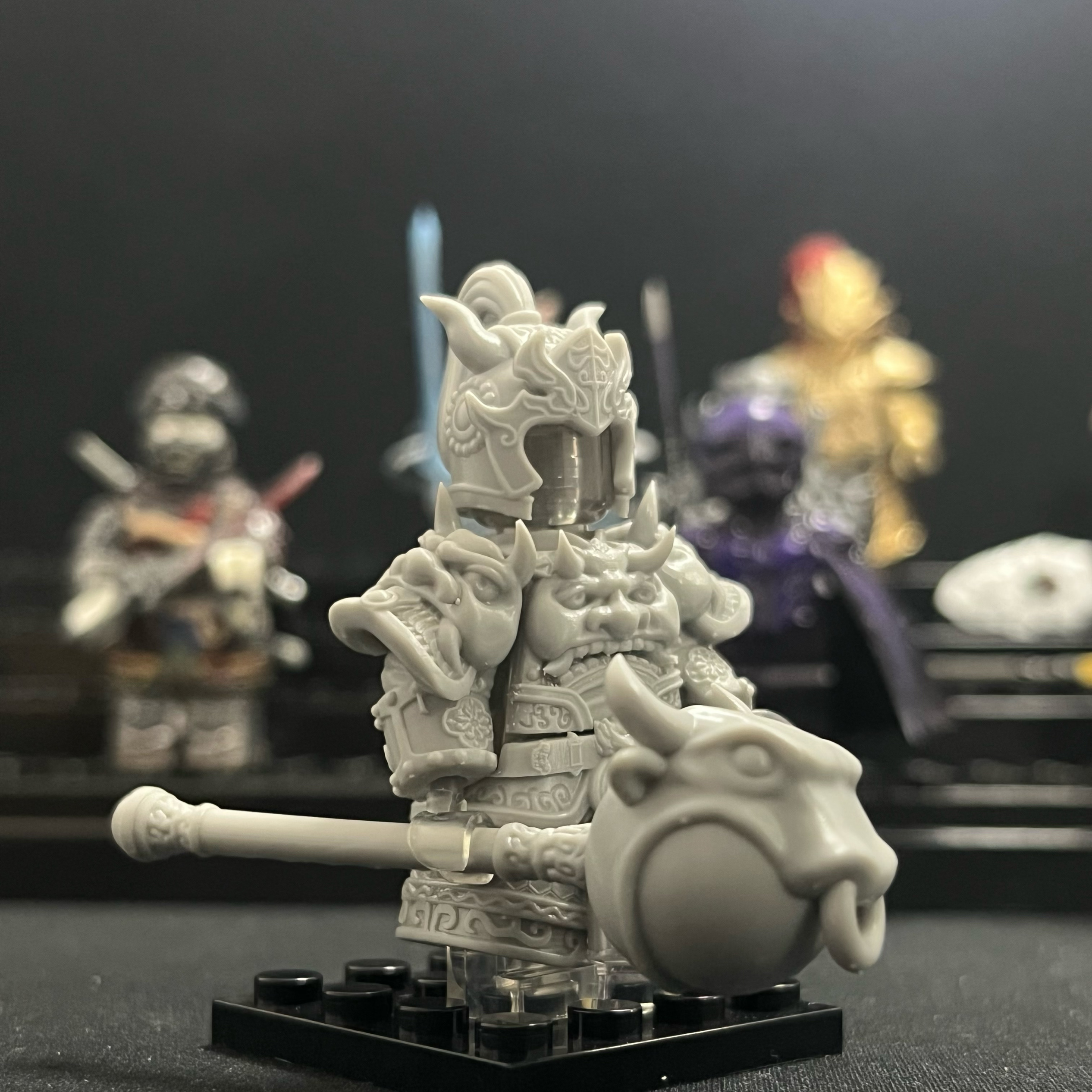 三国时期武将系列许褚虎痴3D打印积木古代人仔玩具游兼容国产白模