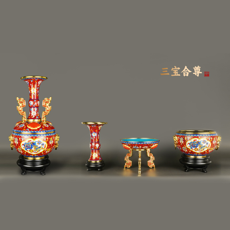 中艺堂景泰蓝摆件钟连盛刘永森