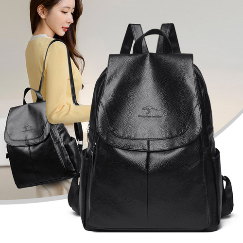 女士PU荔枝纹大容量轻便双肩包