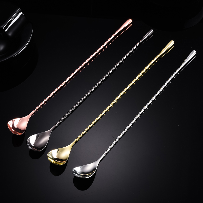 MrSlim 日式泪点吧勺不锈钢泪滴吧勺调酒搅拌勺咖啡勺细螺纹吧勺