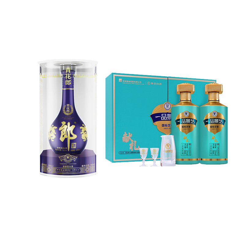 郎酒 青花郎 53度 单瓶+一品景芝献礼版芝香型53度礼盒装,酒类,白酒/调香白酒,淘宝优惠券,粉丝福利购,淘宝优惠卷