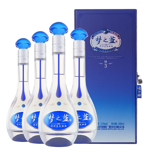 洋河梦之蓝M3绵柔浓香型52度500ml*4瓶整箱送礼白酒