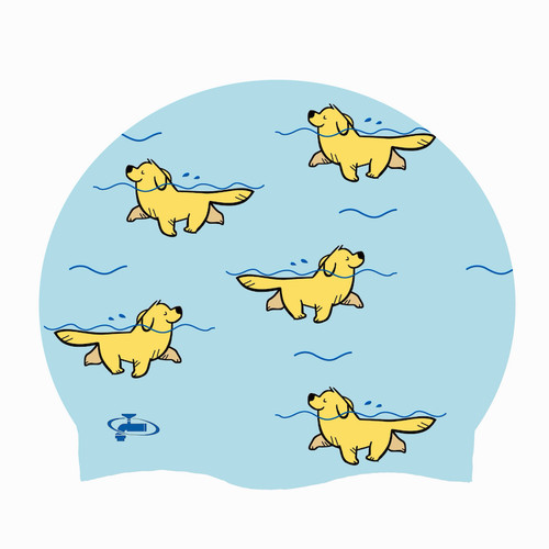 可爱大头硅胶泳帽游泳原创设计