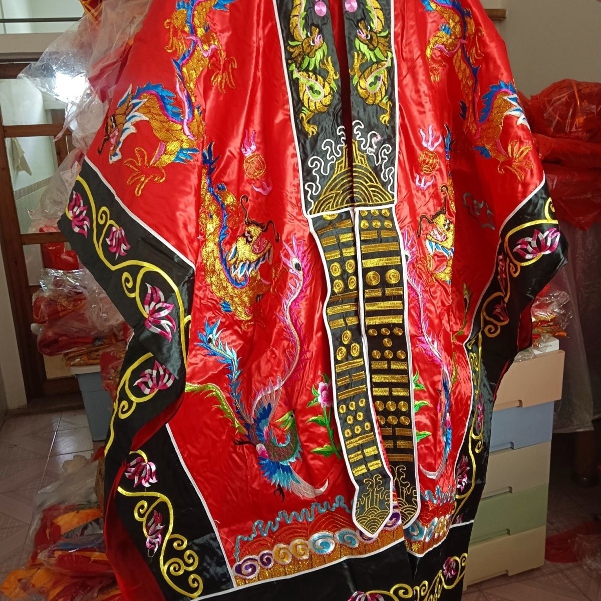 特卖精品佛袍道袍红色降衣道士高功法袍法服刺绣法衣功法服装金丝