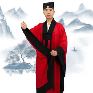 新款道士服装道袍经衣道用品太极服红色法衣道法器高功服薄款长袍