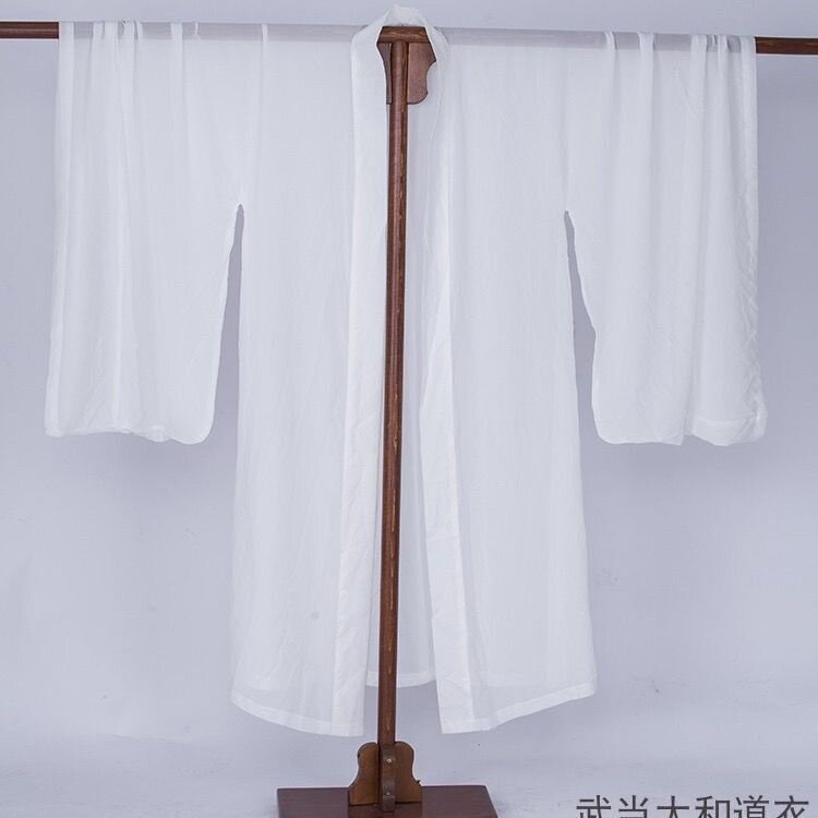 特卖武当道袍道士服斜襟大袖得罗长袍太极服春夏练功服搭配雪纺纱