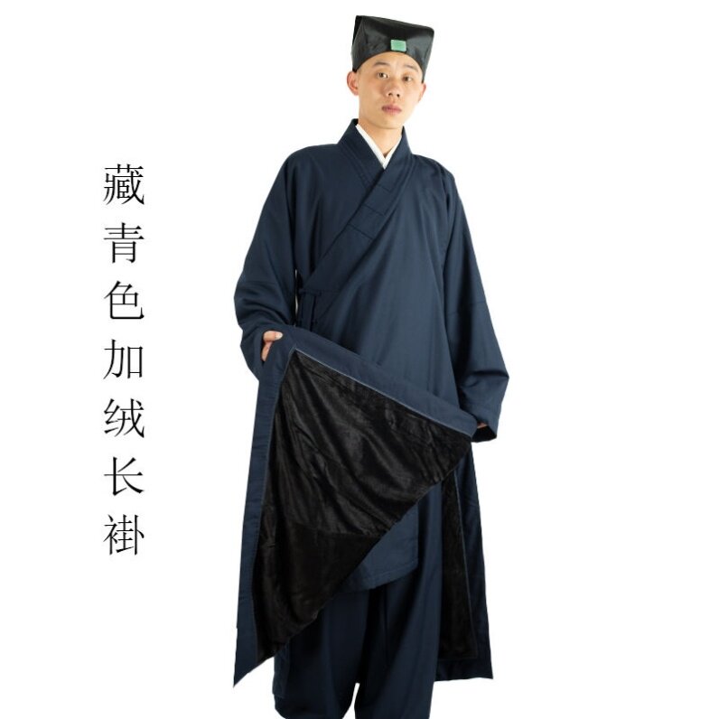特卖道士服装冬季男女同款加绒加厚道袍棉衣斜襟保暖道衣棉袄道士