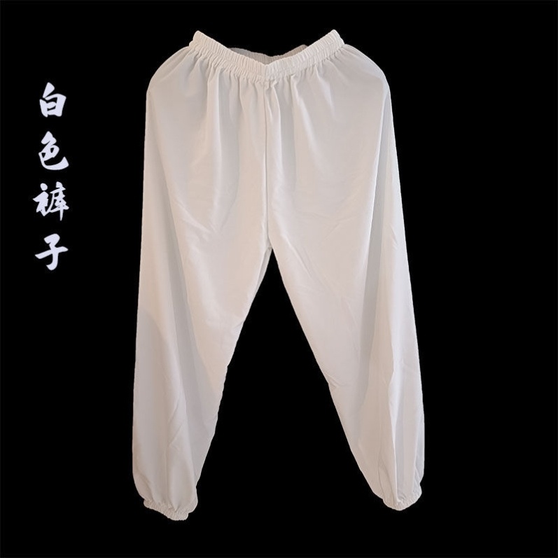 特卖白色短袍道士全套短袍夏季道袍斜襟上衣短款长袍服太极服装道