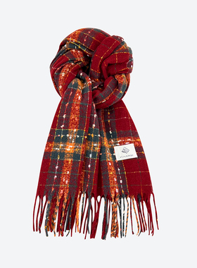 安格拉红色围巾女冬季2025新款圣诞节新年韩系氛围感加厚保暖围脖