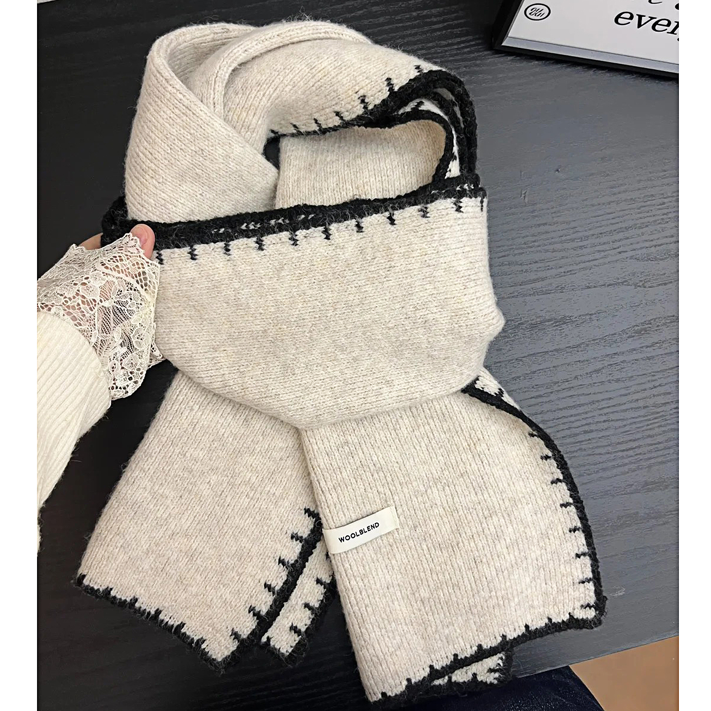 含羊毛高级感针织围巾女冬季2024新款韩系氛围感百搭加厚保暖围脖