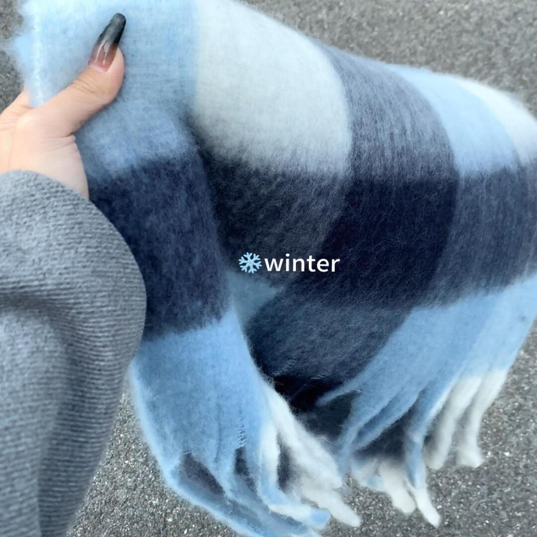 【软糯亲肤】蓝色围巾女冬季保暖