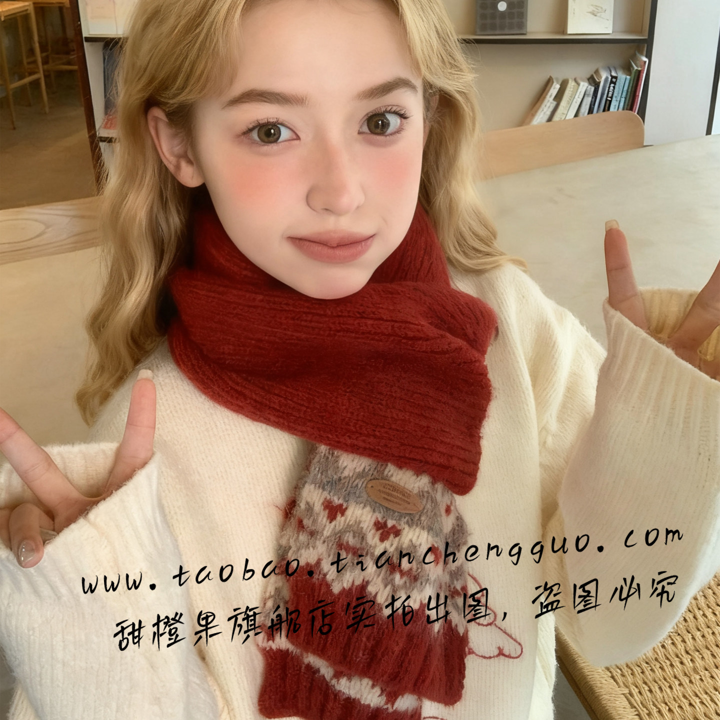 费尔岛新年针织毛线红色围巾女冬季2025新款韩系氛围感保暖围脖,服饰配件/皮带/帽子/围巾,围巾/丝巾/披肩,淘宝优惠券,粉丝福利购,淘宝优惠卷
