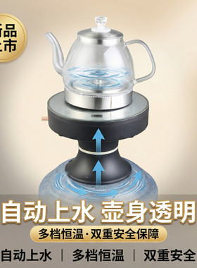 电动抽水壶桶装水加热一体自动烧水壶电热抽水器带加热泡煮饮水机